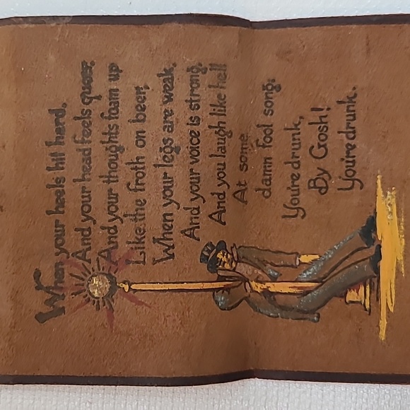 Vintage leather tie hanger advertising piece, conversation piece, bar display - Picture 1 of 7